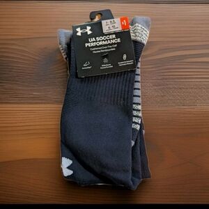 NWT UNDER ARMOUR Black UA Soccer Cushioned Calf Socks M 7-8.5 W 6-10